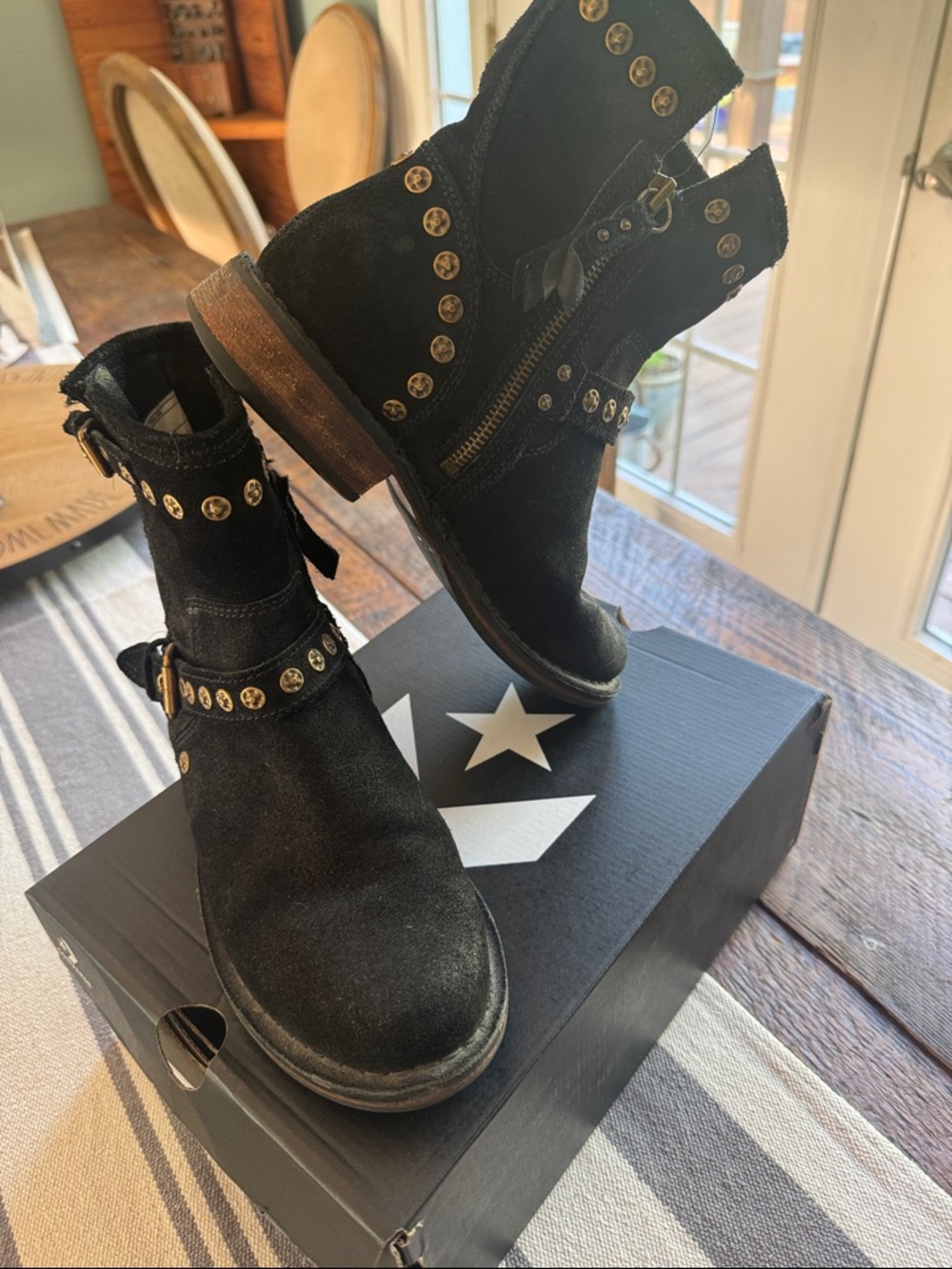 UGG Black Studded Suede Combat Boots